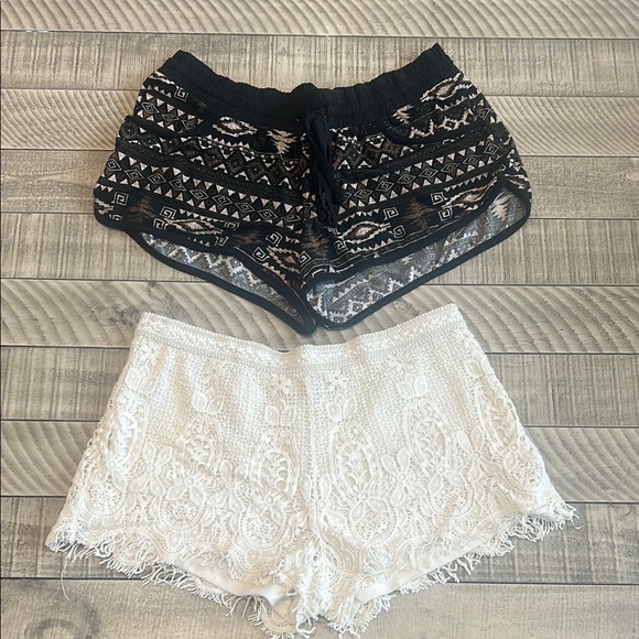 Fire Los Angeles Black and White High Waist Shorts - Picture 1 of 1